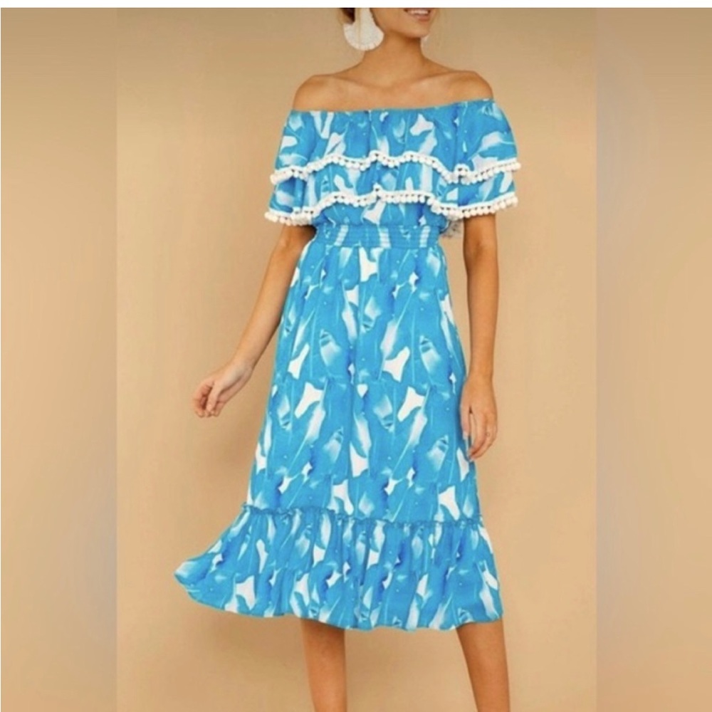 NWT Red Dress blue off shoulder dress